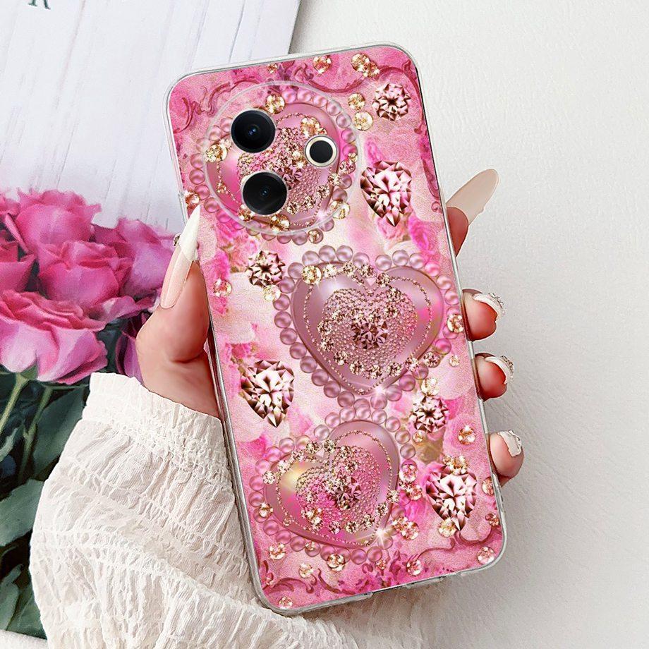 For Vivo Y39 5G Y300i 5G / Vivo V2436 V2444A Back Cover Girly Fashion Flower Butterfly Painting Case Soft Clear Silicone Funda