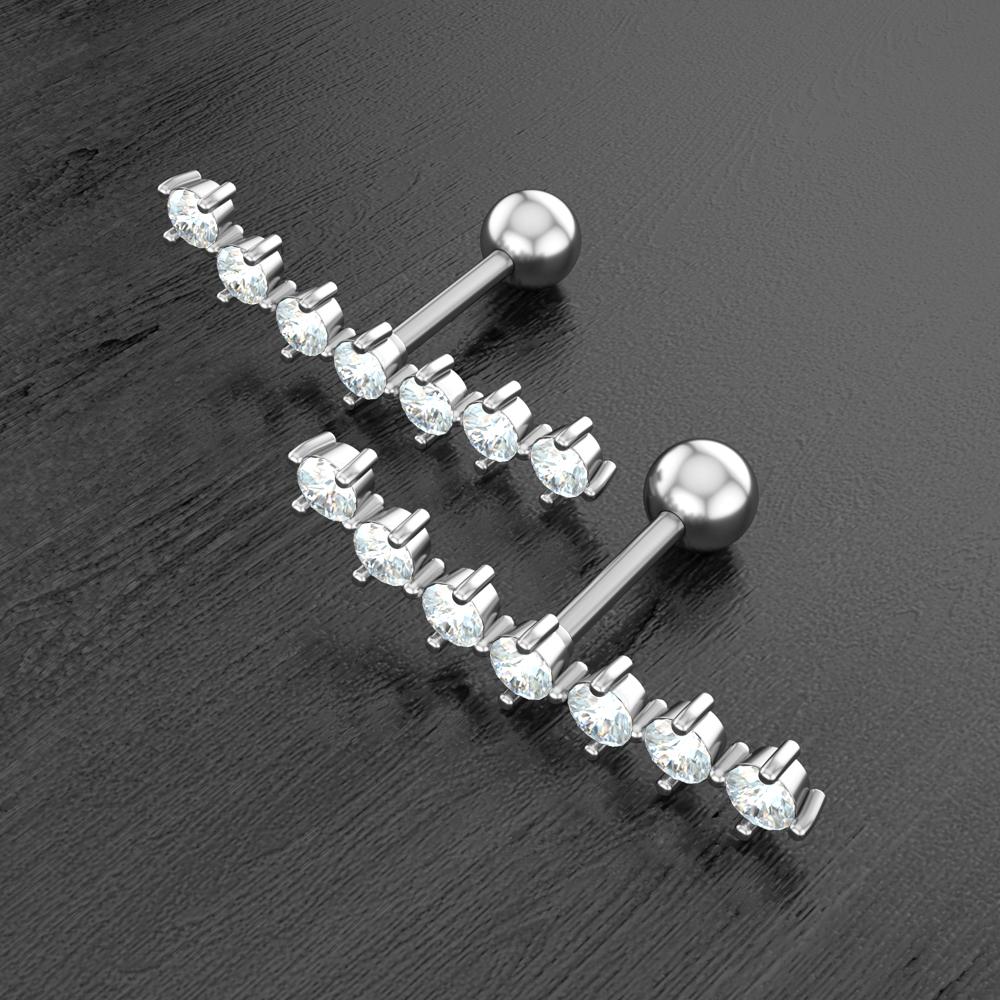 Set 10 Stainless Steel Bar Cartilage Piercing Studs Star Heart Flower Moon Rook Earlobe Screw Statement Earrings Tragus Conch