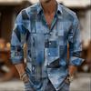New Men's Shirt Long Sleeve Silk Shirt Luxury 3D Leaf Print Flap Collar Paisley Shirt Men's Clothing Top