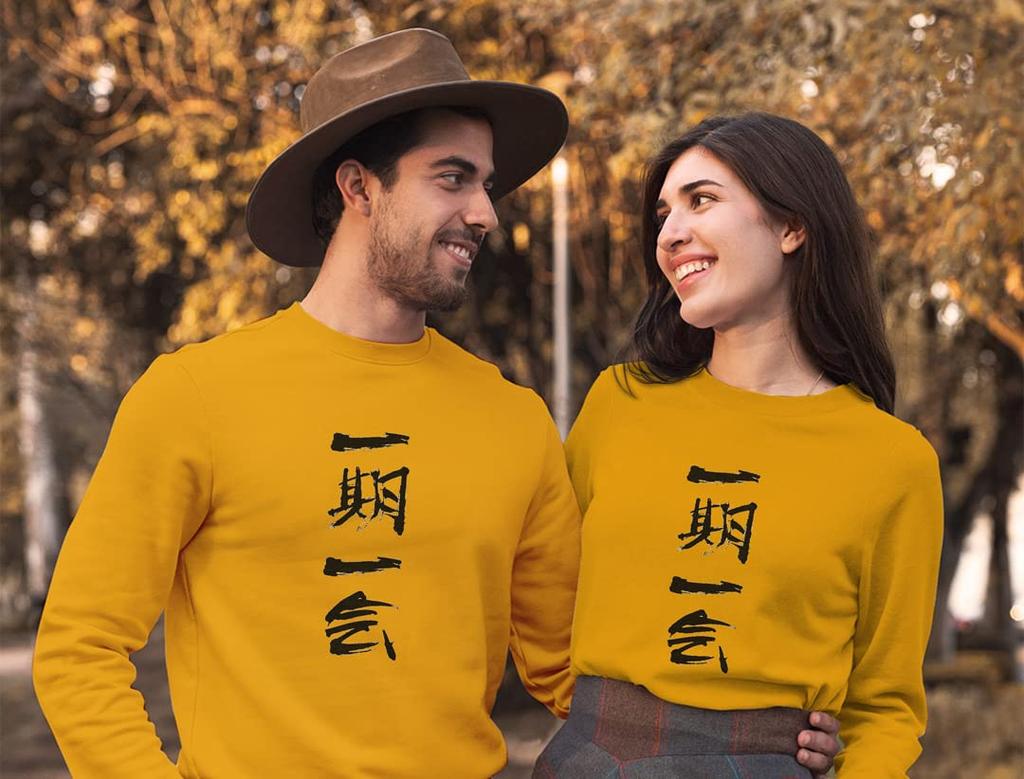 Printed Long S Crew for Men and Kanji [igsticker] Sweatshirt, Sleeves, Sweatshirt, Men's, Women's, Size, Stylish, Neck, Gold, Women, 001660,