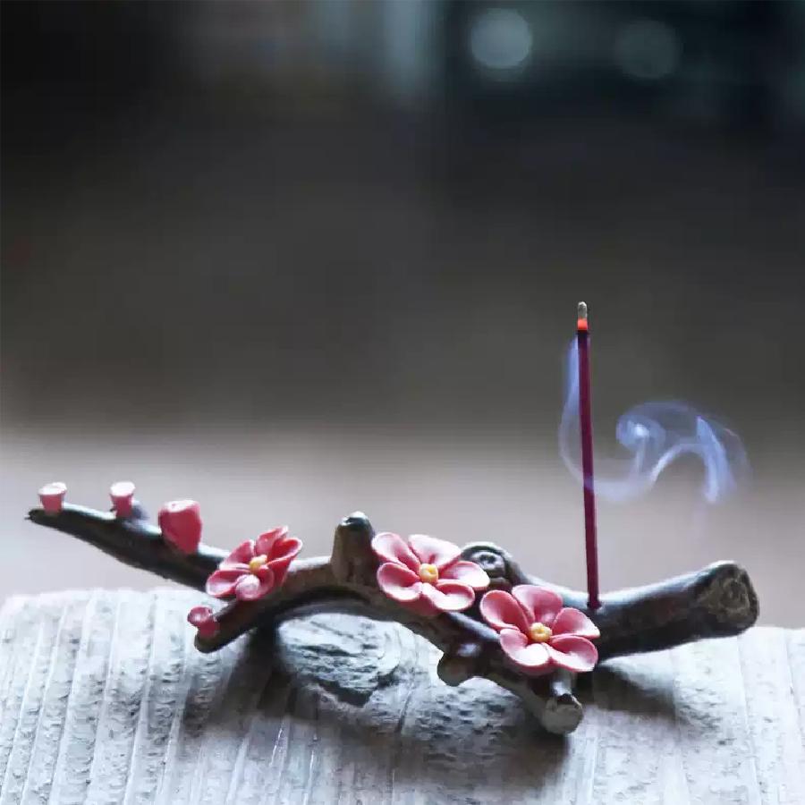 Ceramic Handmade Flower Plum Blossom Incense Holder, Pen Holder, Incense Holder, Decorative Ornament