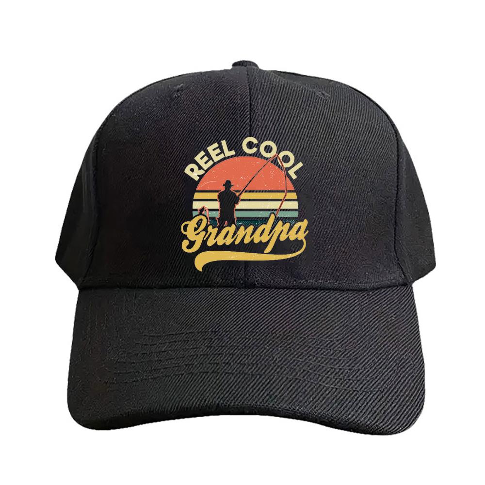 Mens Reel Cool Grandpa Fathers Day Fishing Woman Man Baseball Cap Adult Adjustable with Curved Brim Hiking Fishing Hat