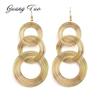 Punk Gold Colour Big Geometric 3 Circle Metal Long Dangle Earrings For Women Bohemian Party Exaggerated Fashion Jewelry