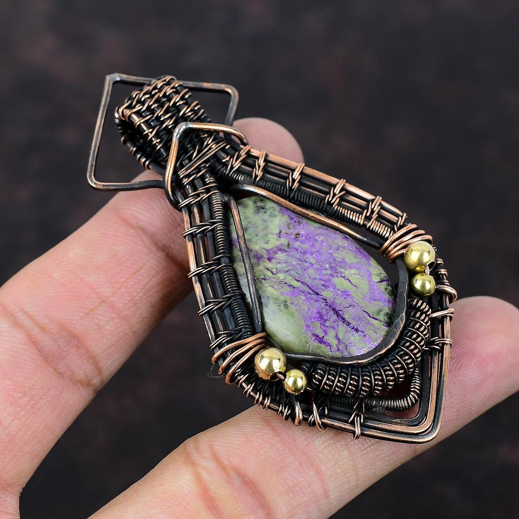 Purpurite Copper Pendant Copper Wire Wrapped Jewelry Handmade Pendant Wire Wrapped Pendant Real Gemstone Jewelry Gift For Mom Unique Pendant
