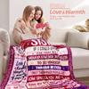 1pc Red Flannel Blanket To My Sister Printed for Home Bedroom Decoration Warm Soft Comfertable Office Blanket for Sofa Chair