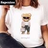 Casual Cute Bear Trend Cute Style Womens Short Sleeve Printed Tshirt Pattern Tshirt Top Fashion Summer Spring Printed Clothin