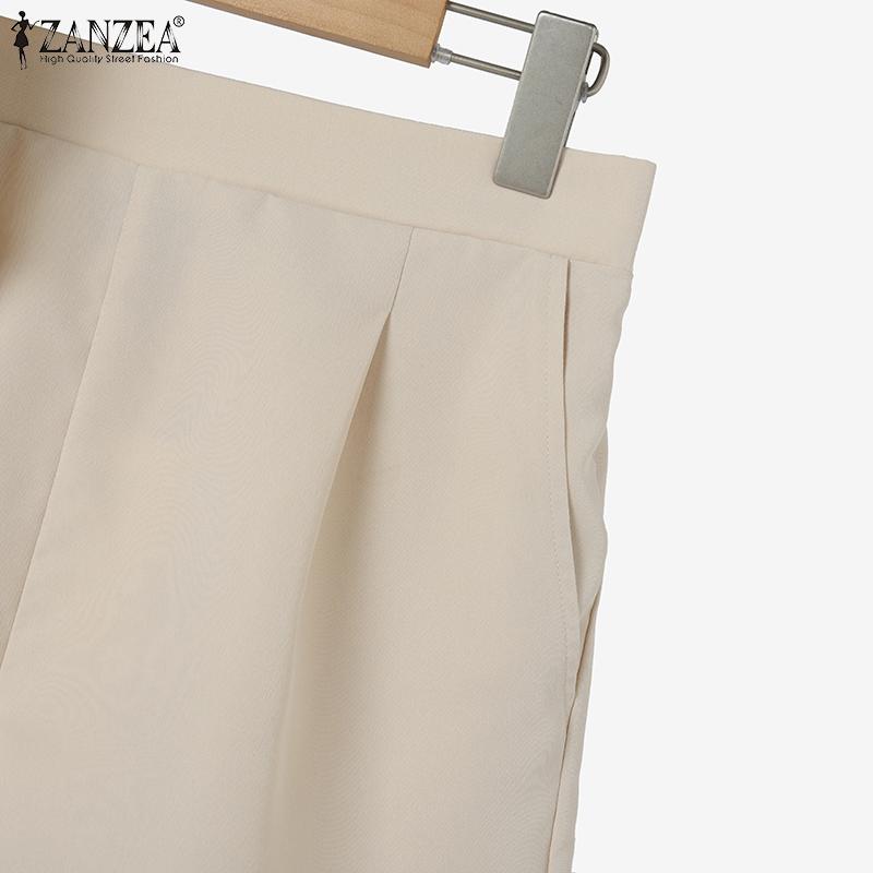 ZANZEA Women Summer V-Neck Short Sleeve Lace Vest Shorts Sets