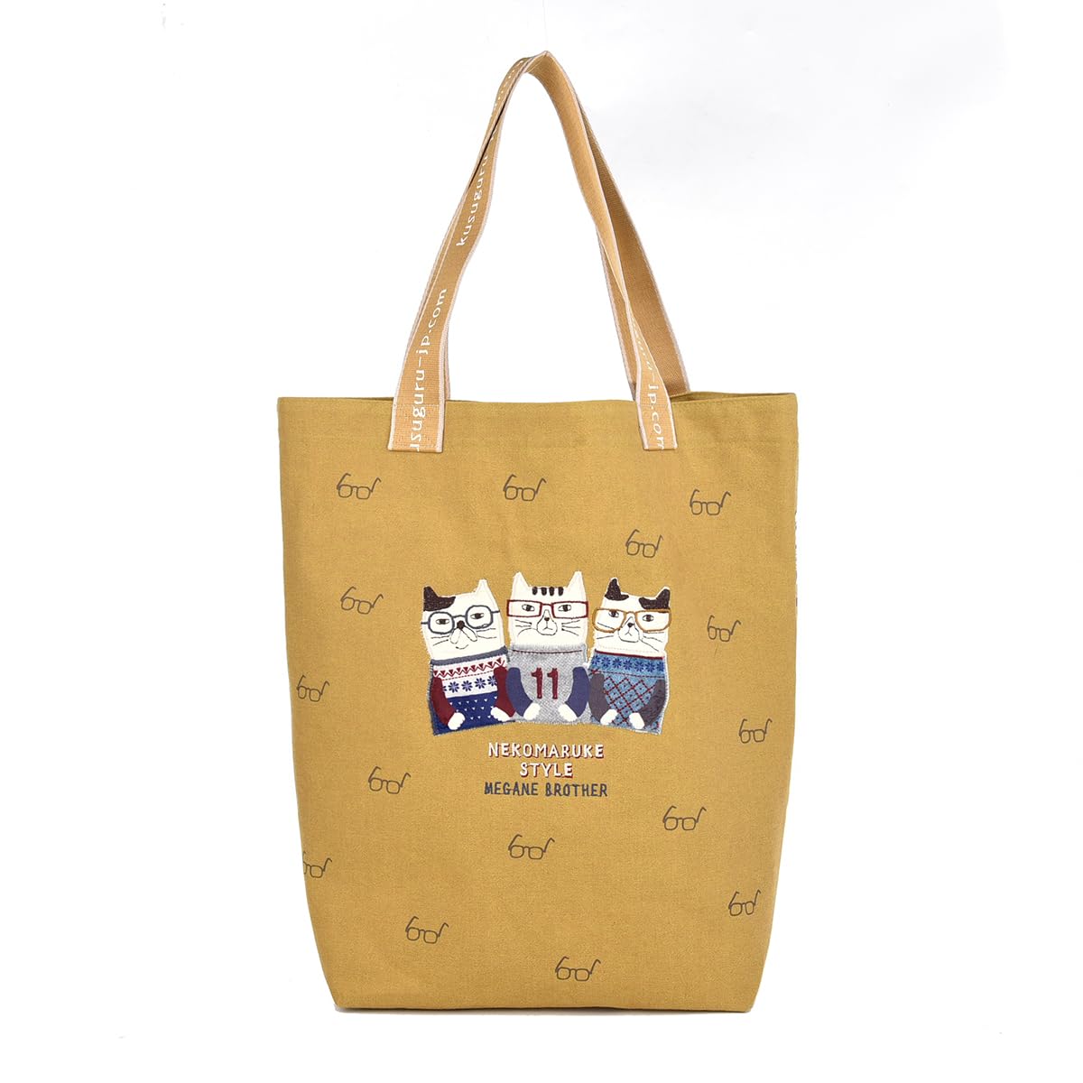 [Kusuguru Japan] Женская сумка-тоут с кошкой, горчичная