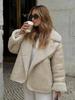 2025 Autumn/Winter Women's Lapel Shearling Suede Fleece-lined Warm Coat A14063