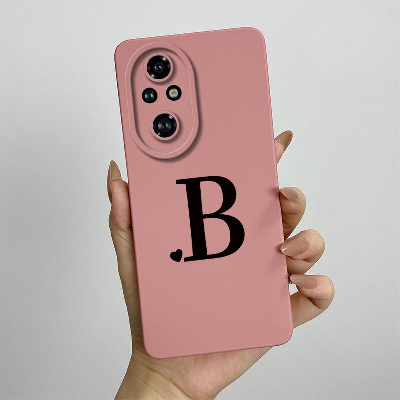For Honor 200 Case Honor 200 Pro Phone Case Cute Initial Letters Square ShockProof Soft Silicone Back Cover Fundas Honor 200 Pro