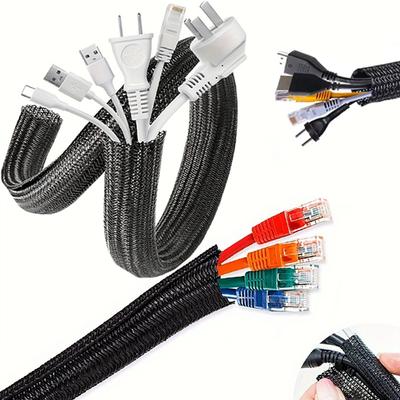 2M Kabelschutz Geflochtene Kabelhülle PET Wickelkabelummantelung Draht für Schreibtisch-PC-TV-Kabelabdeckung Kabelwickel Abdeckung