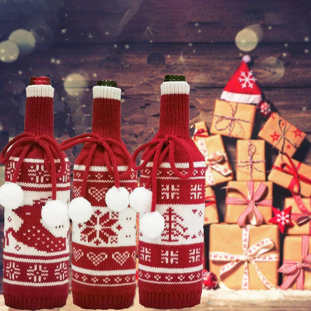 

Party Decor Elk Red Christmas Tree Xmas Ornament Wine Bottle Cover Snowflake