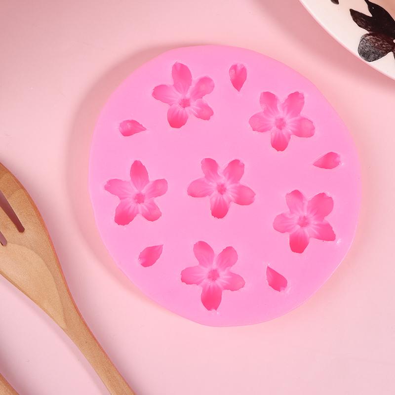 3D Sakura Shape Silicone Mold Diy Cherry Blossom Fondant Jelly Chocolate Cake Decor Tools Clay Plaster Baking Mold