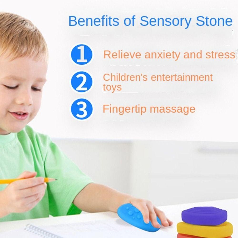6pcs/set Textured Soft Worry Stone Fidget Toy Silicone Textured Worry Rocks  Children's