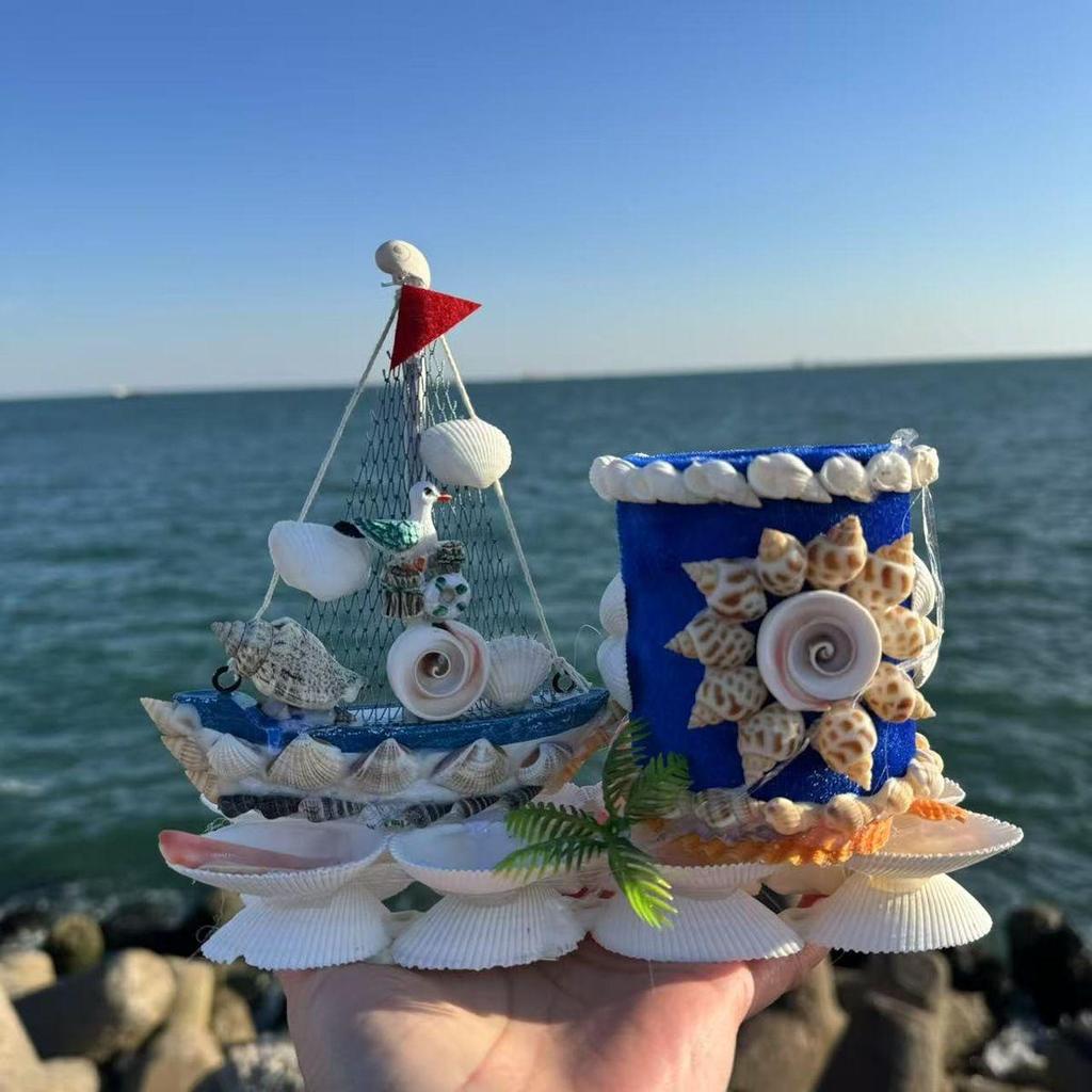 Medelhavssnäckskal Segelbåtsmodell Prydnad - Smooth Sailing Hantverkspresent Souvenir