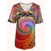 Women's T-shirt Yellow Red Blue Print Pattern Daily Weekend Short Sleeve V-Neck Basic Regular Painting