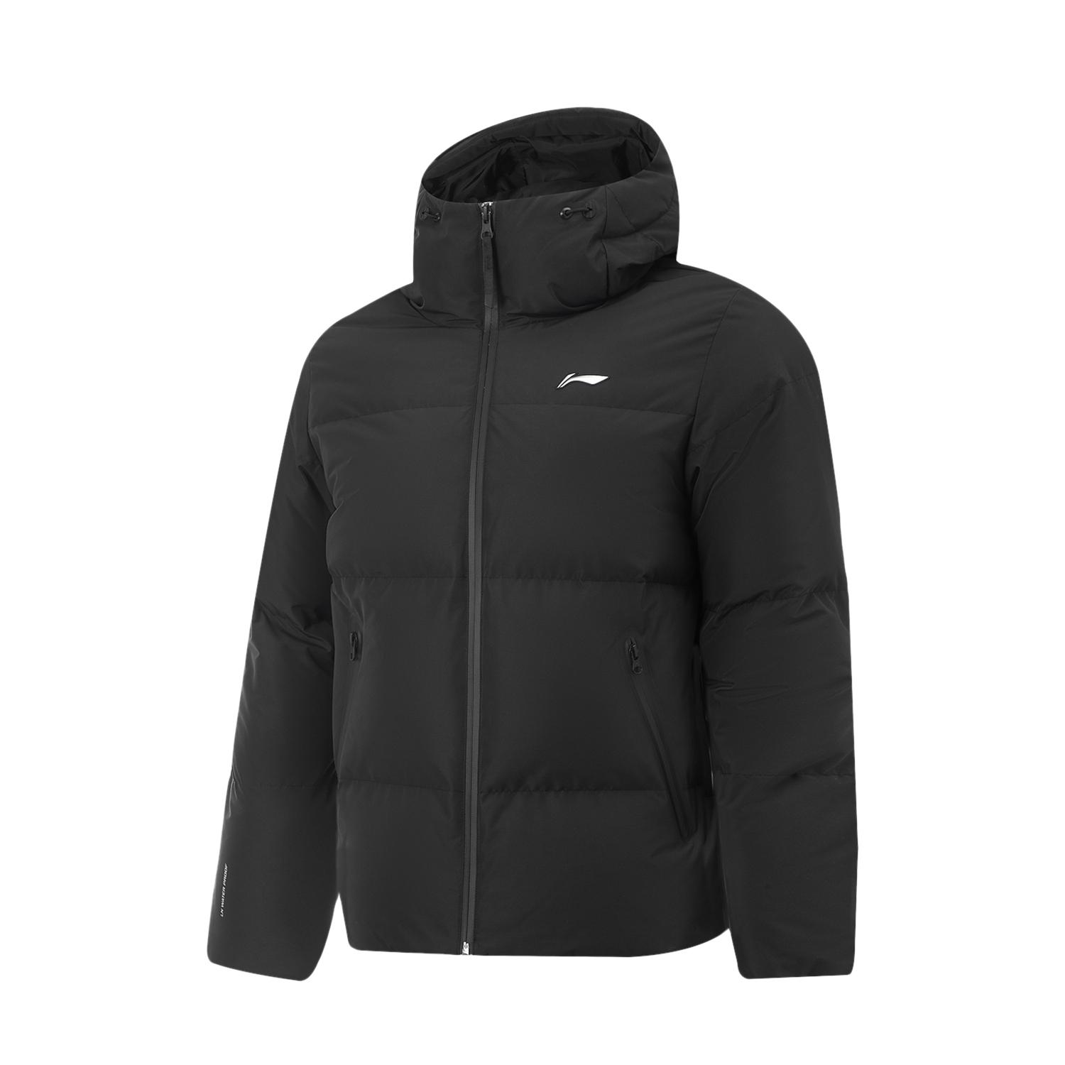 Li-Ning Men s Hot Pot Series Water-Repellent Hooded Down Jacket Black AYMV417-2 M