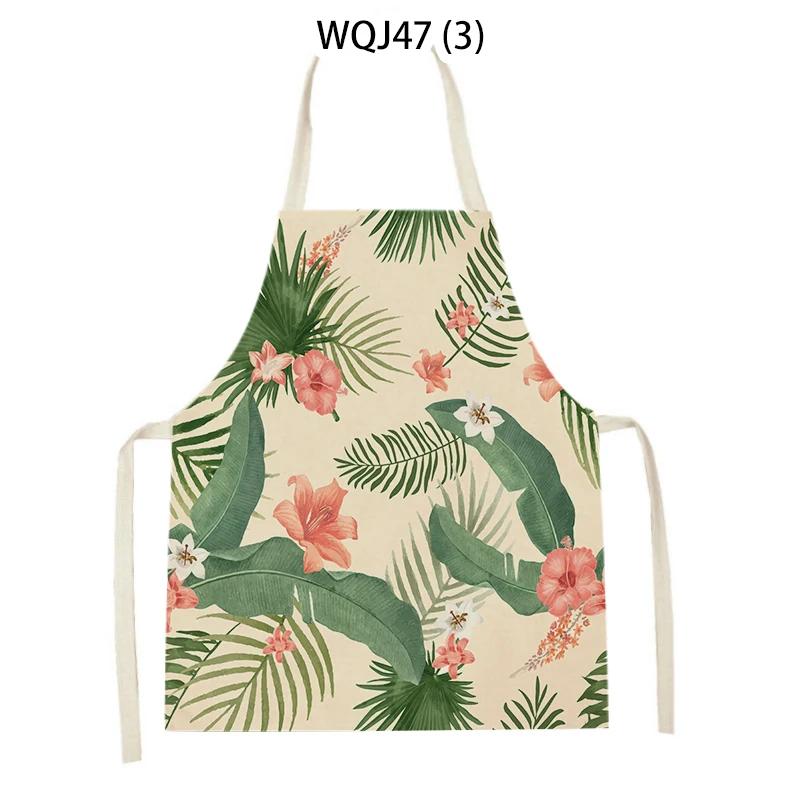 Retro Flowers Linen Kitchen Aprons Floral Printed Cooking Aprons for Women Men Baking Accessories Cleaning Pinafore Delantal