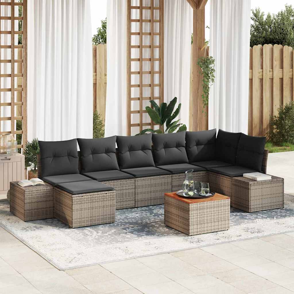Garden Sofa Set 8 pcs Gray