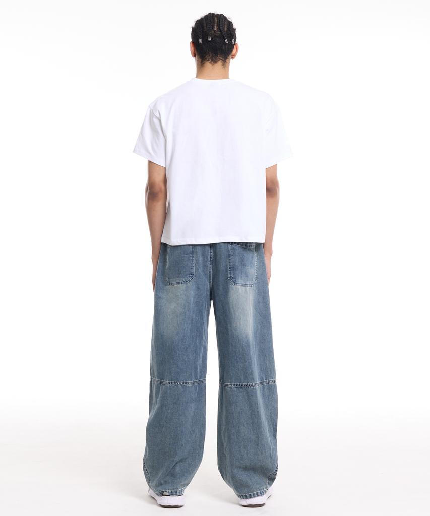 CREAM SODA LAB Men'S Standard Fit Cropped Short Sleeve Tee White