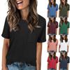 Damenmode Rundhals T-Shirt Einfarbig Locker geschnitten Kurzarm Oberteil