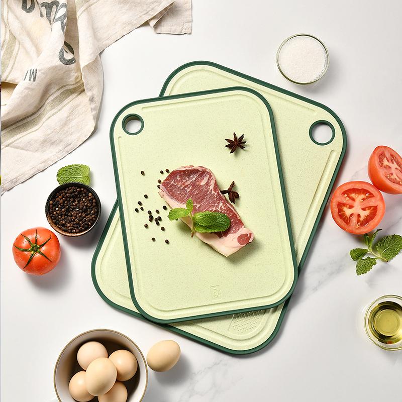 1/2pcs Double Sided Wheat Straw Cutting Board Kitchen Classification Cutting Board Thickened Belt Garlic Grinder Cutting Board