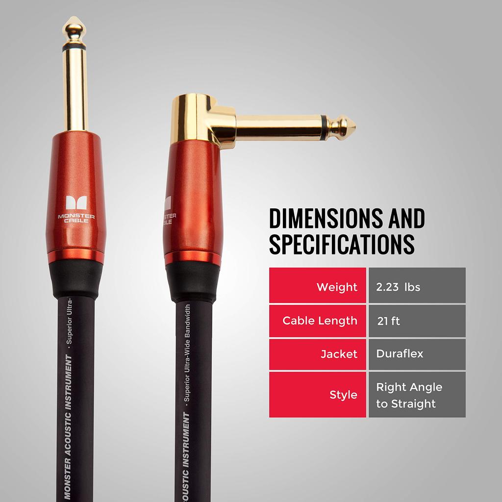 MONSTER CABLE Instrument Cable Acoustic Guitar Cable Length 21ft Direct XL Plug M 600559 ACST2-21A []