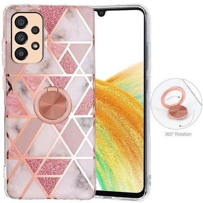 Case - BOOLING - for Samsung Galaxy A33 5G - Pink Marble - Shockproof - Ring Stand