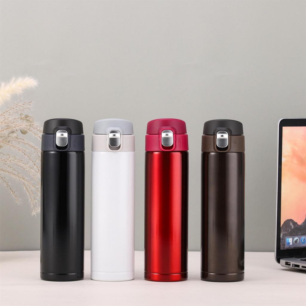 Stainless Steel Unisex Flip-Top Vacuum Thermos Cup - Fashionable & Portable for Outdoors and Business Meetings.