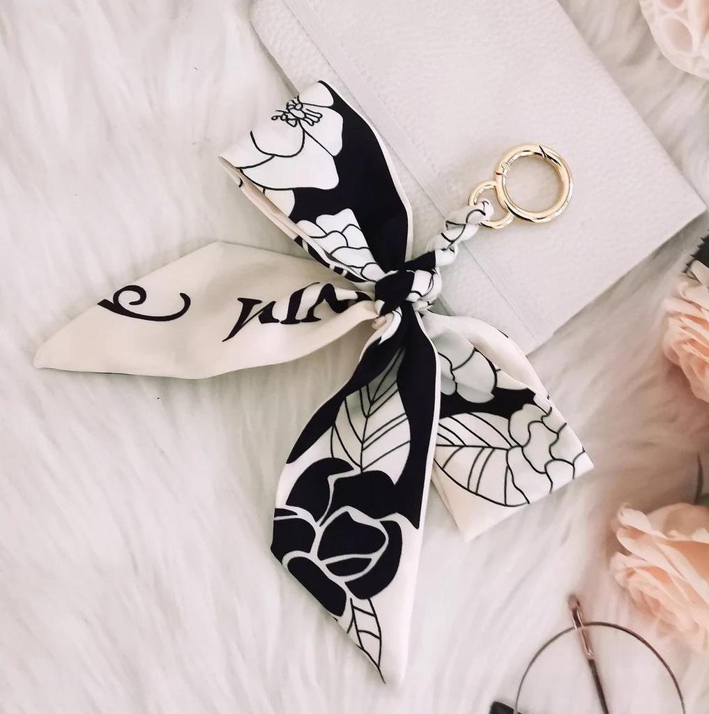 Silk Scarf Pendant Keychain: Versatile Bag Charm & Keyring