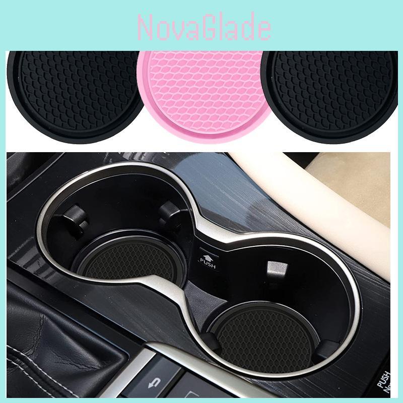 Creative Round Pvc Cup Car Storage Mat Universal Non-slip Car Cup Holder Black