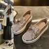 Full of Diamonds New Single Shoes Bow Accessories Large Size Casual Shoes Simple Fashion Sports Shoes