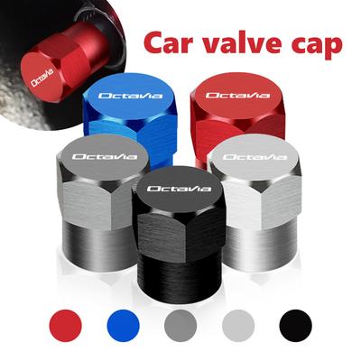 For 4pcs Car Wheel Tire Valve Caps Tyre Rim Stem Covers Airdust Superb Octavia Rapid Kodiaq Kamiq Karoq Rapid Fabia