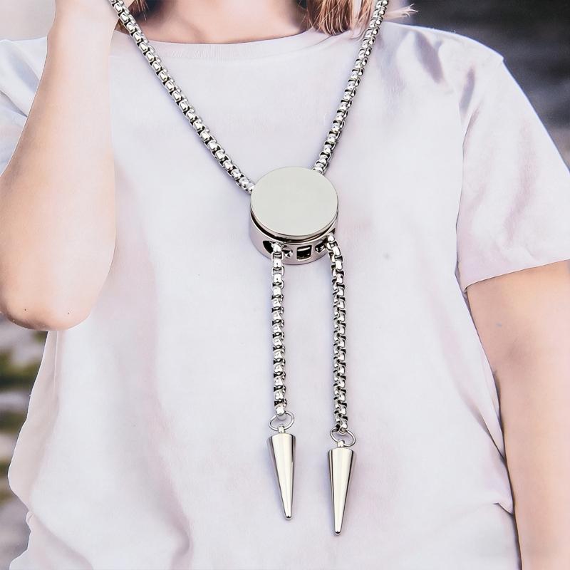 Classical Bolo Style Stainless Steel Sliding Pendant Necklace Ergonomic Design Jewelry for Comfortable Long Term Use