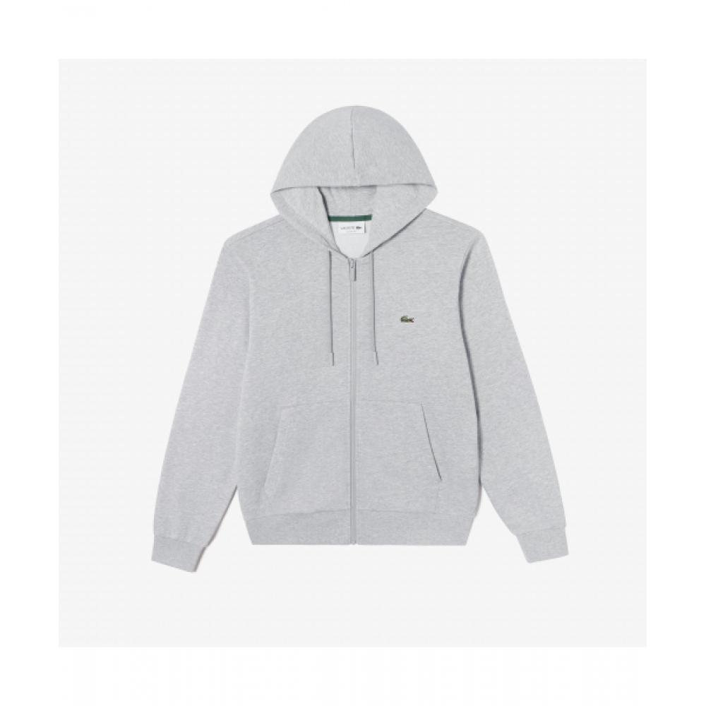 

Lacoste Мужская базовая классическая толстовка с капюшоном на молнии [меланжевый серый] 003