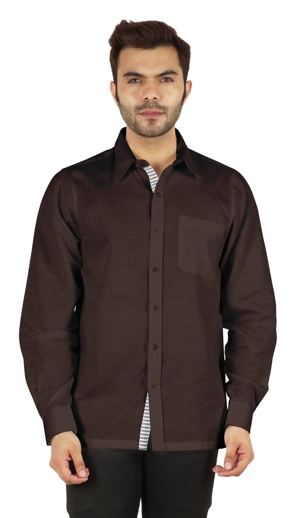 BestMan Formal Classic Button Down Cotton Shirts Inner Contrast Regular Fit Office Shirt For