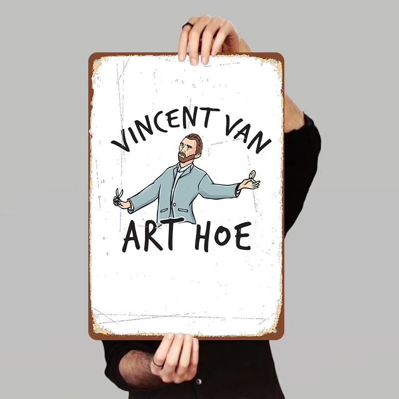 Vincent Van Gogh Art Hoe Metal Wall Decor Funny Artist Portrait Iron Painting for Home Office Decoration 7.9x11.8In(20x30cm)