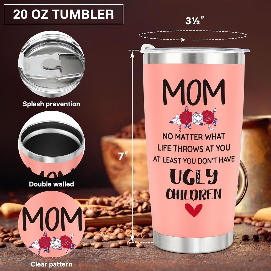 Mom Tumbler Cup Mothers Day Birthday Gifts for Mom from Daughter Son, Best Mom Ever Gifts, Mother Mama Funny Mom Gifts, Bonus Mom Stepmom Mom Mother