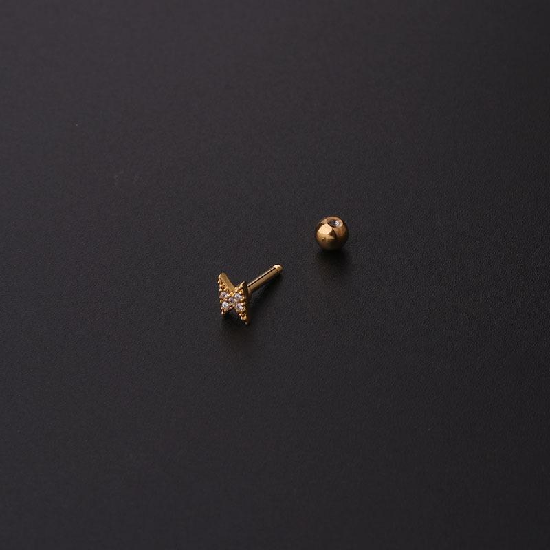 1Piece 16g 1.2mm Titanium Steel Piercing Stud Earrings for Women Fashion Zircon Opal Cartilage Earrings Helix Piercing Jewelry