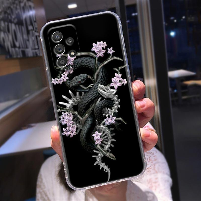 

Силиконовый прозрачный чехол для Samsung Galaxy A52 A51 A53 A72 A71 A73 A32 A31 A33 A22 A11, мягкие чехлы, чехол с изображением змеи, цветов и животных Samsung A73 5G