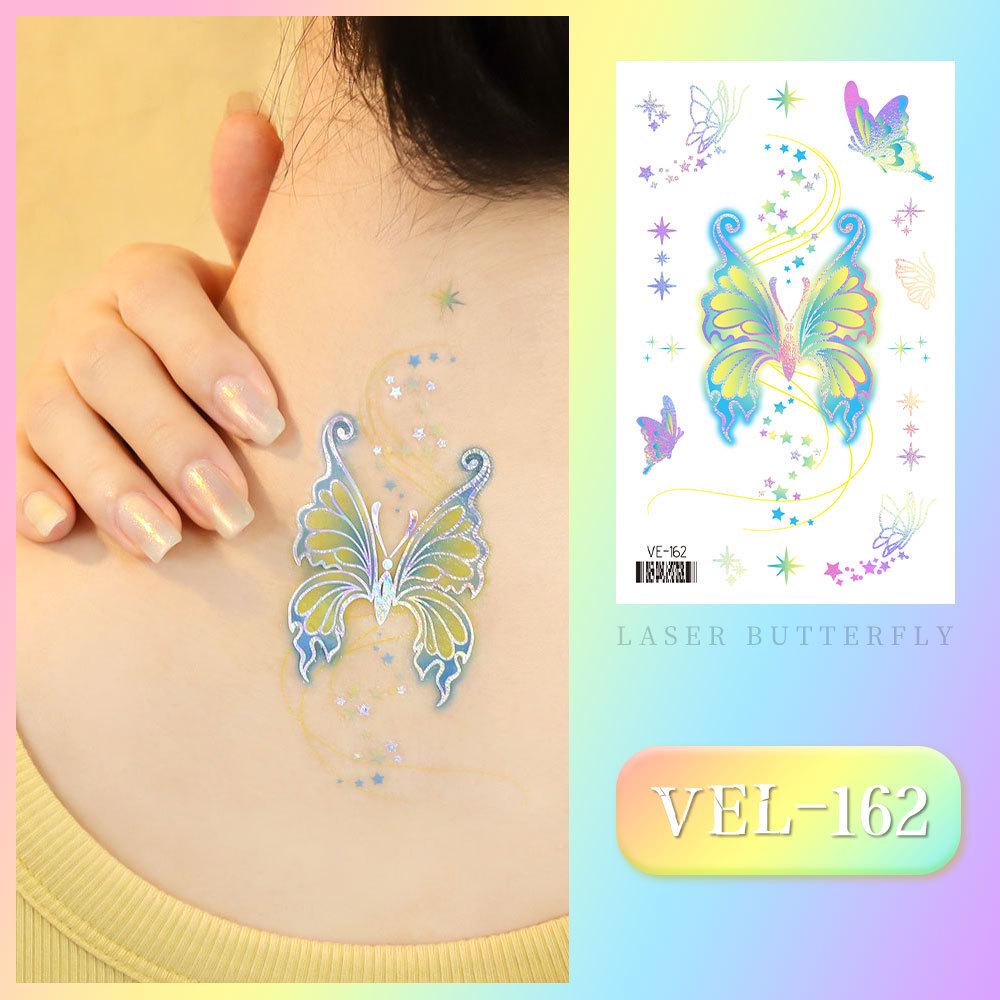 Waterproof Kids Cartoon Tattoo Stickers: Princess, Butterfly & Mermaid Series 120x75 mm
