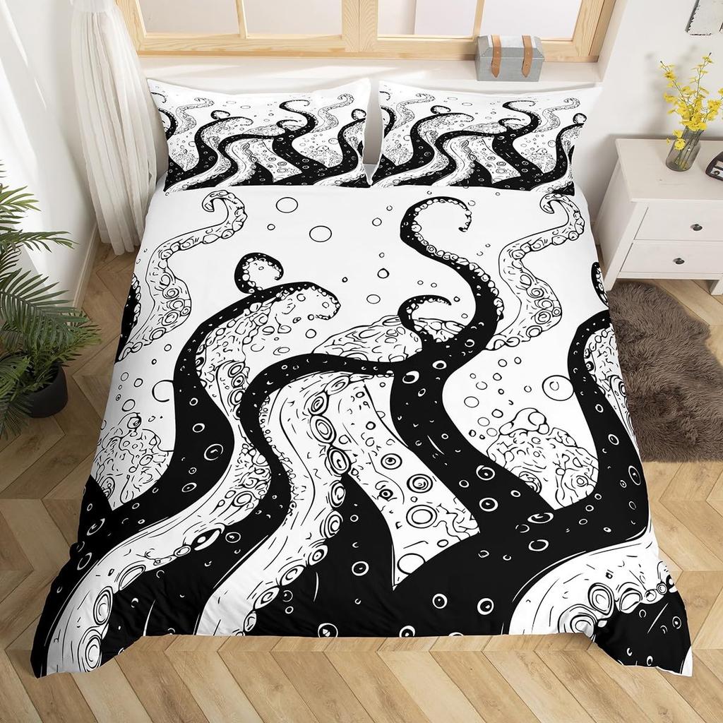 Octopus Bedding Set Twin Octopus Tentacles Bed Duvet Cover Sea Animals Comforter Cover Ocean Theme Quilt Cover With 2 Pillowcase