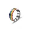 Retro Regenbogen Bunter Ring für Männer Frauen Edelstahl Punk Gothic Edgy Schmuck Modern Künstlerisches Modeaccessoire Mädchen Geschenk