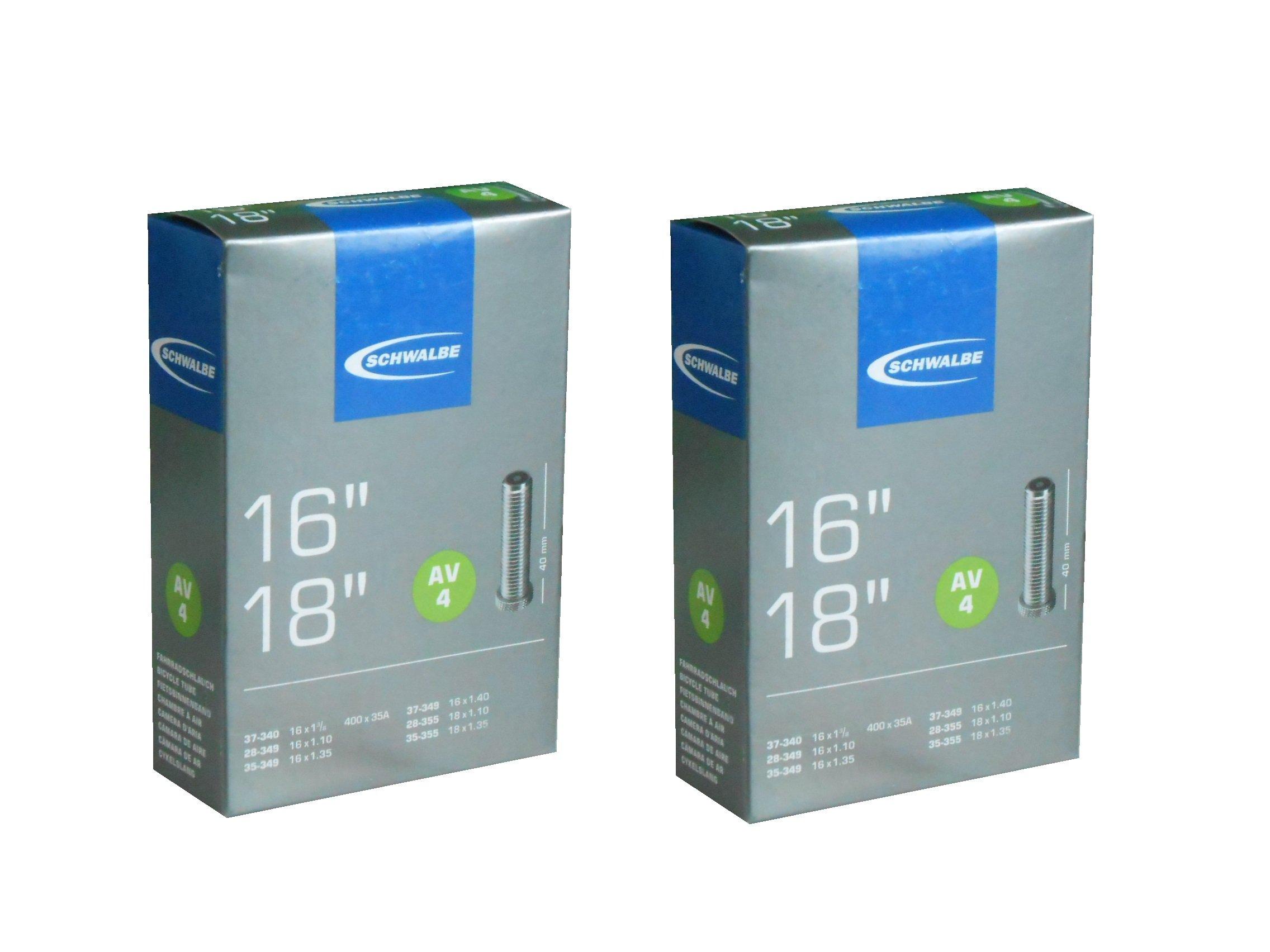 

Комплект из 2 камер SCHWALBE: 16x1 3/8, 16x1.10/1.40, 18x1.10/1.35 с 40-мм клапанами Шредера (АВ4) [Импортировано]