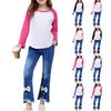 Girls' Raglan Tee Set - Long Sleeve & Jeans Outfit