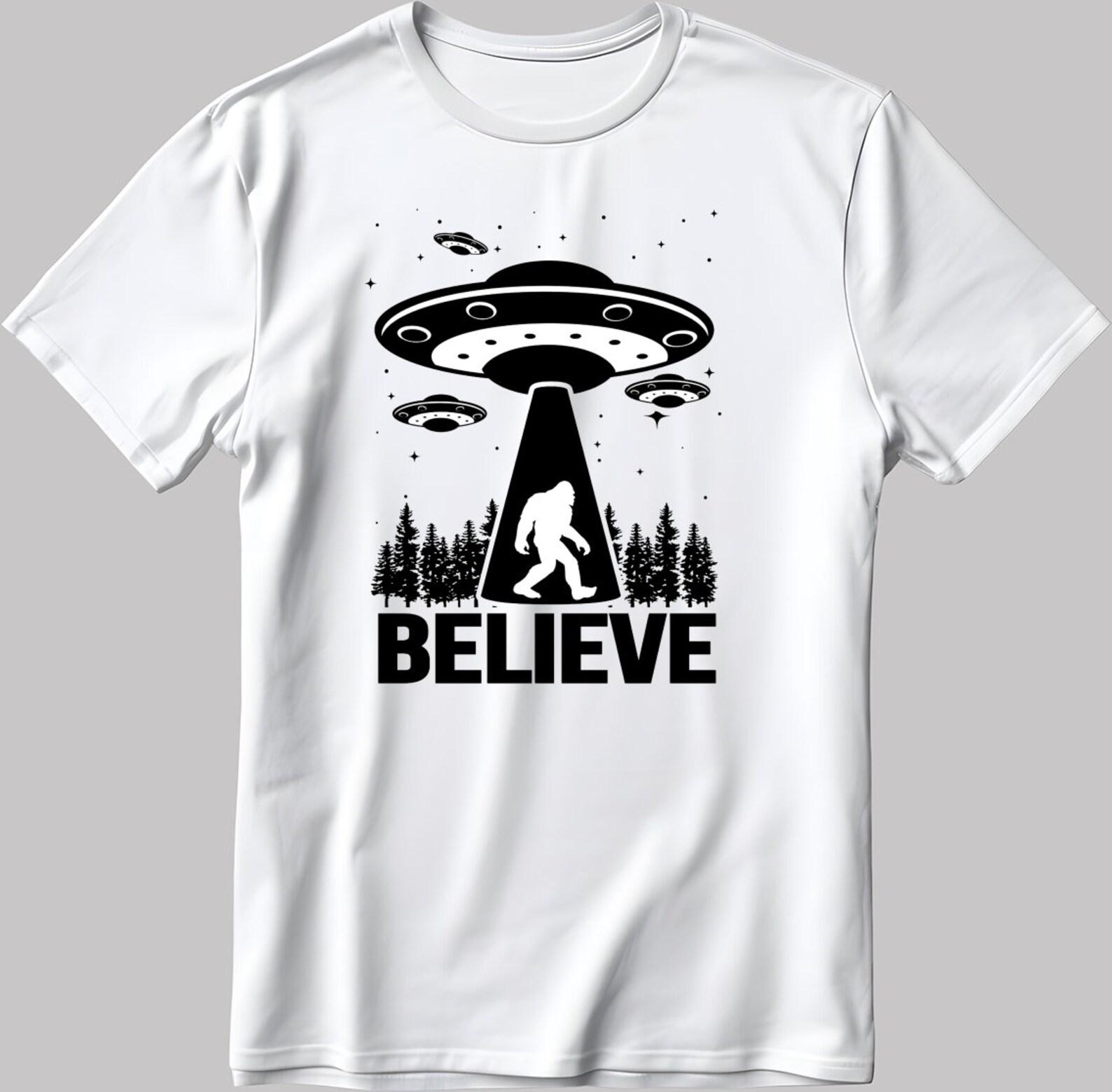 Believe Ufo Short Sleeve White-Black Men s / Women s T-Shirt Y202 S