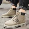 Fashion 2025New Mens Boots Fashion Casual Leather Boot Trendy Motorcycle Boot Lace Up Platform Boots High Top Boots for Men Large Size48
