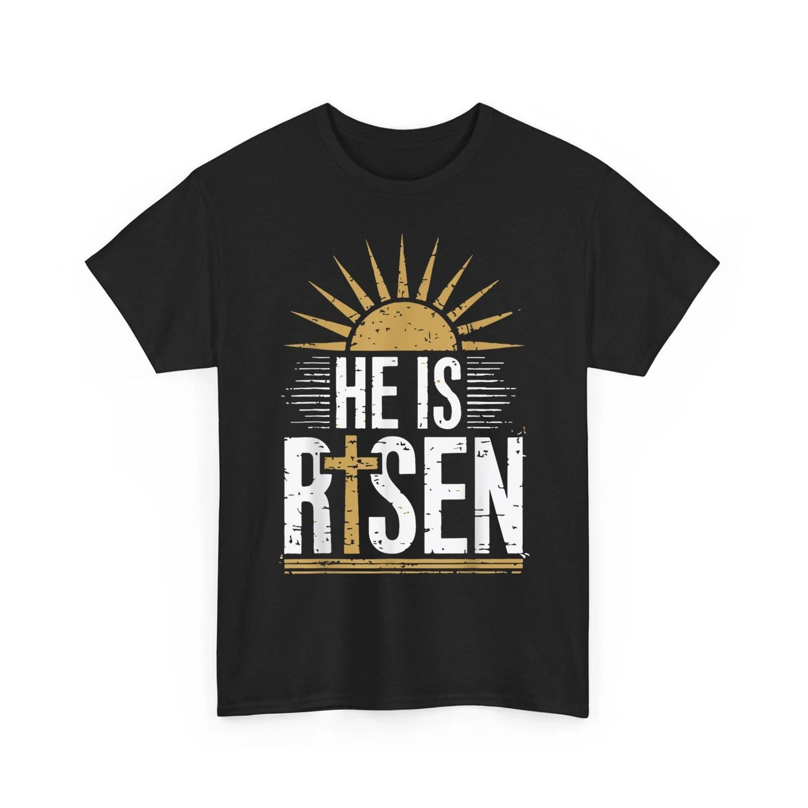 He Is Risen Easter Day Jesus Cross Religious Christian Bible Unisex T-Shirt 2XL