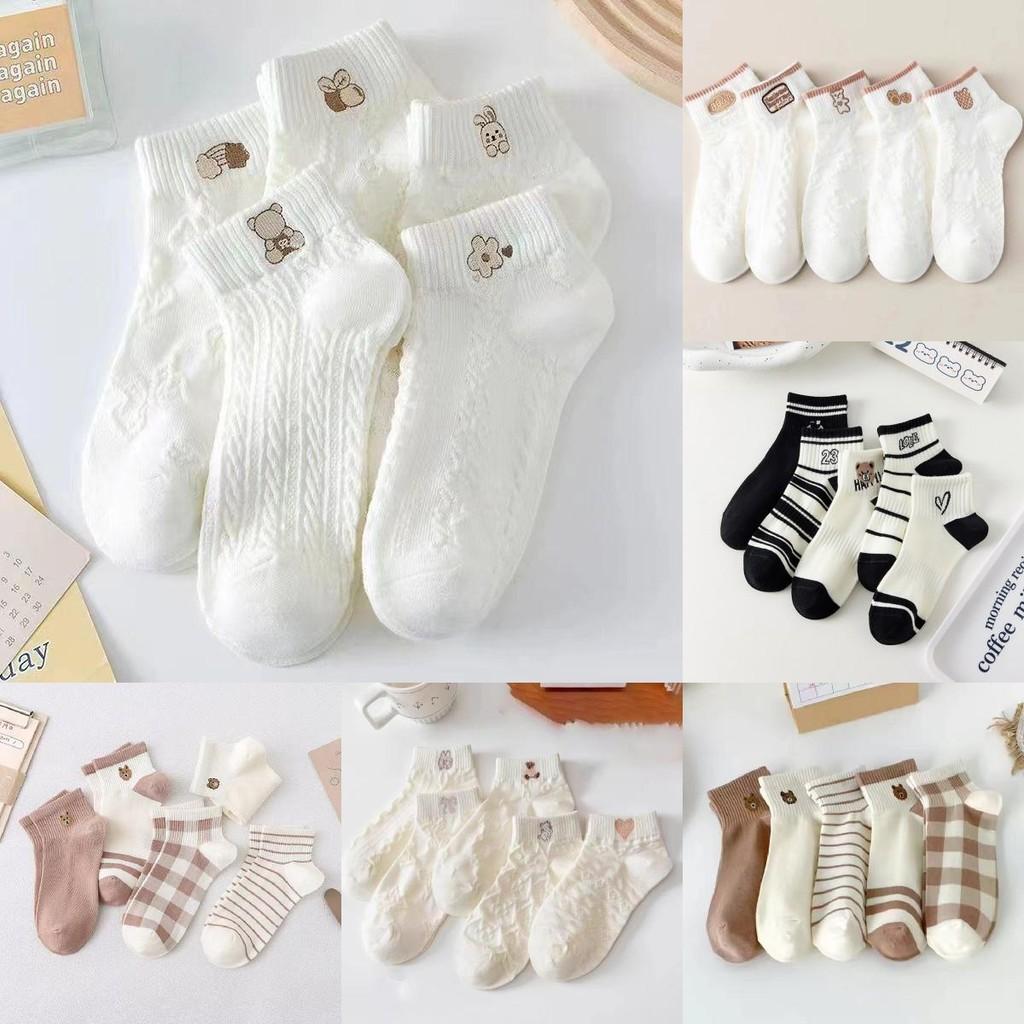 Bear Cute Short Socks Women Cartoon Fruit Pattern Summer Spring Autumn Casual