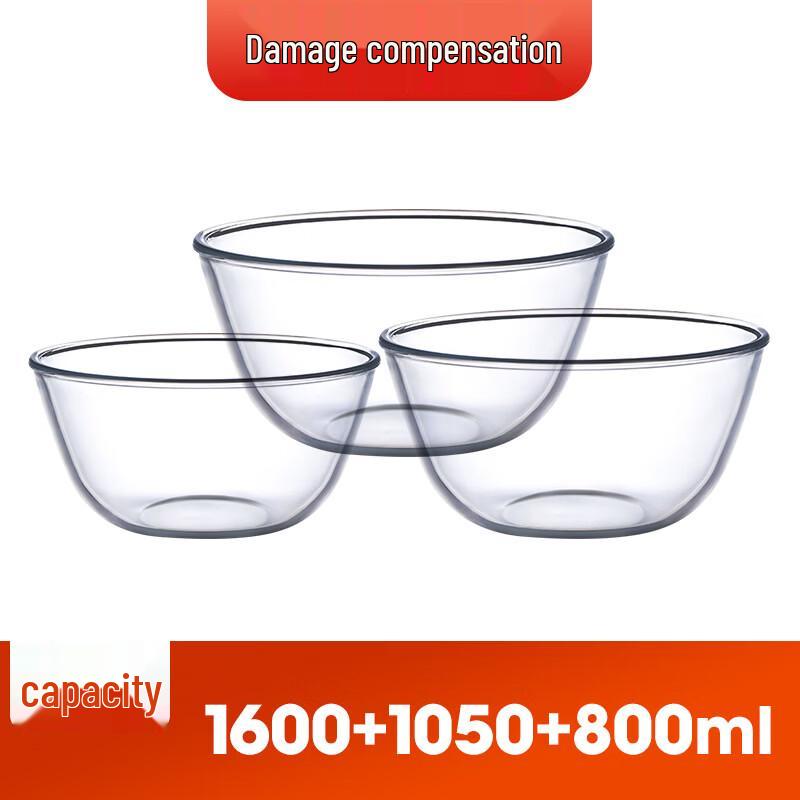 Xihe Thickened Transparent Glass Salad Bowl Set